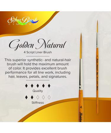 Silver Brush Limited 2007S Golden Natural Script Liner Brush - Size 4, Short Handle - Ideal for Watercolor, Oil, and Acrylic - Buy Online on GoSupps.com