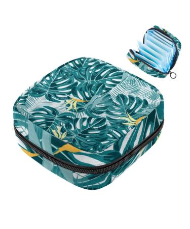 Portable women's binding-up bags menstrual cup bags feminine menstrual insert pocket for teenage girls tampons for the first period tropical plant pattern multicolored 09