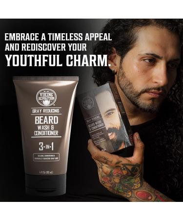Viking Revolution Men's Beard Dye - Dark Brown Grey Reducing Shampoo & Conditioner - Mustache Color & Beard Wash 4 Oz - Buy Online on GoSupps.com