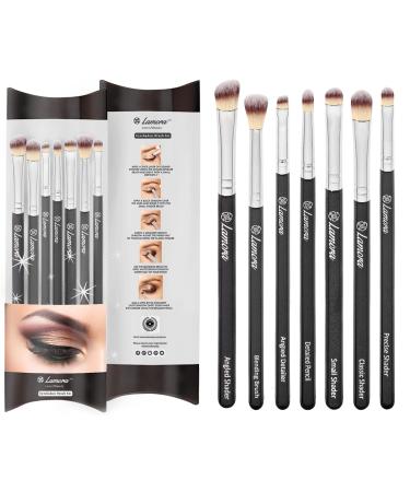 Make Up Eye Brush Set - Eyeshadow Eyeliner Blending Crease Kit - Best Choice 7 Piece Essentials - Pencil Shader Tapered Definer - Vegan Synthetic Bristles That Last Longer & Apply Better Makeup Black
