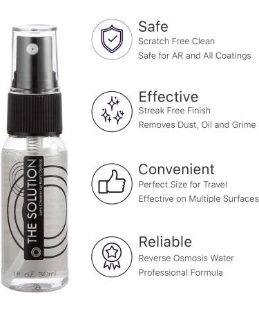 Solution Lens Cleaner Spray | Alcohol-Free 4-1oz Eyeglass Lens Cleaning Spray & 2 Microfiber Cloths | Pack of 4 - 1oz + 2 Cloth - Buy Online on GoSupps.com