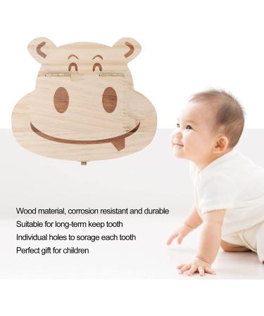 Zyyini Baby Tooth Box - Wooden Kids Keepsake Organizer for Baby Teeth - Hippo Shaped with Individual Holes - Primary Teeth Memory Keeper - Buy Online on GoSupps.com