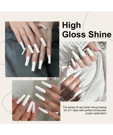 DouborQ White Nail Polish Long-lasting Glossy Nail Art Varnish (37) Elegant White - Buy Online on GoSupps.com