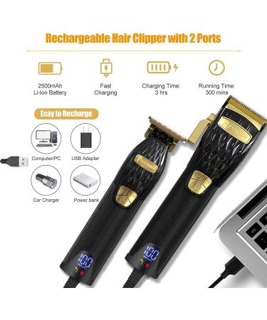 BESTBOMG Hair Clippers Men Professional Beard Trimmer with Rechargeable Base 5 Speed Cordless Electric Grooming Kits 6000RPM with LED Display and 2500mAh/2000mAh Built-in Battery(K38S+I38S) - Buy Online on GoSupps.com