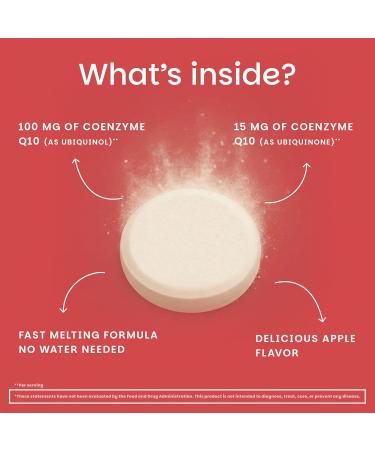 EZ Melts Ubiquinol 100 mg - CoQ10 Supplement for Heart Health & Energy Support - Antioxidant Protection - No Artificial Flavors - Non-GMO & Vegan - Apple - 60 Dissolvable Tablets (60 Servings) 60 Count (Pack of 1) - Buy Online on GoSupps.com