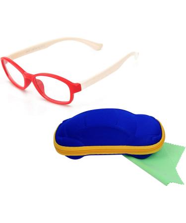 Stylish Children's Glasses Frame without Prescription - Clear Lenses for Boys & Girls Ages 5-12 | Includes Red & Blue Glasses Cases - Buy Online on GoSupps.com