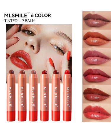 Shop 6 Colors Tinted Moisturizing Lip Balm & Crayon - Long-Lasting Hydrating Vegan Nude Lipstick for Women - Natural Glow Finish - Buy Online on GoSupps.com