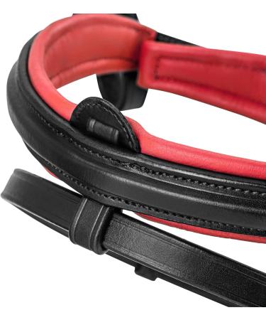 Sunride English Combined Bridle Hawaii with Reins - Soft Real Leather Adjustable & Anatomical (COB Black/Red) | International Shipping Available - Buy Online on GoSupps.com