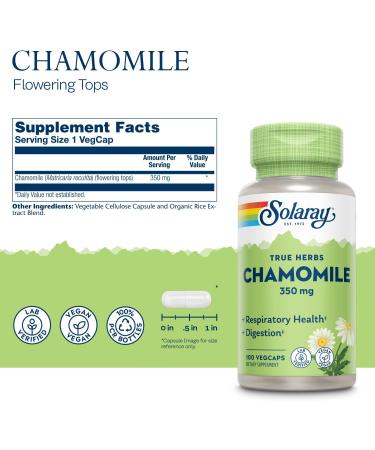 Buy Solaray Chamomile 350 mg - 100 VegCaps | Natural Sleep Aid & Calm - Buy Online on GoSupps.com