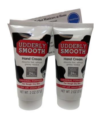 Udderly Smooth Original Formula Travel Size Hand Cream Bundle: (2) 2 oz Tubes & ThisNThat Tip Card