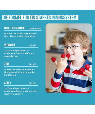 Buy Bacillus Subtilis for Children - 60 Vegan Capsules with Vitamin E Zinc & Selenium | Frootify - No Gelatin Additives & Sugar - 2-Month Supply - Buy Online on GoSupps.com