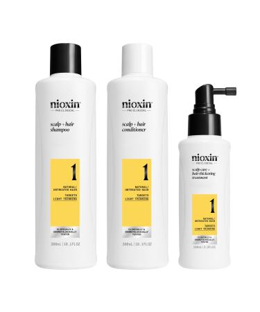 NIOXIN System 1 - for Natural Hair Moderate Hair Loss - Kit/Shampoo/Conditioner/Scalp Care