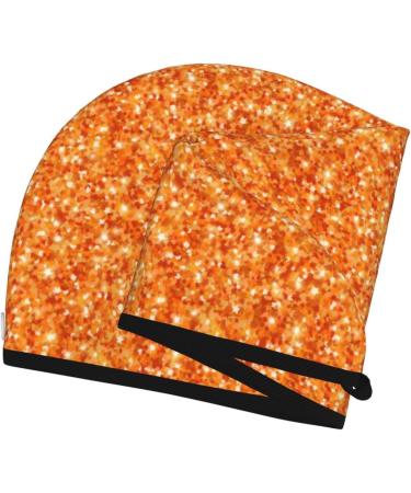Hair Towel Wrap - Quick Drying Orange Glitter Turban & Button Design for Effortless Hair Drying - Buy Online on GoSupps.com