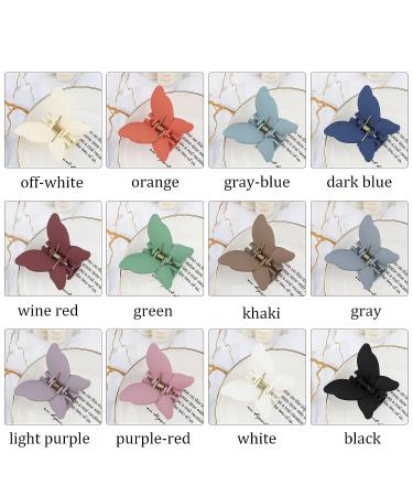 12 Pcs Butterfly Claw Clips - Non Slip Matte Jaw Clips - Strong Hold Hair Clamps for Women & Girls - 12 Colors - Buy Online on GoSupps.com