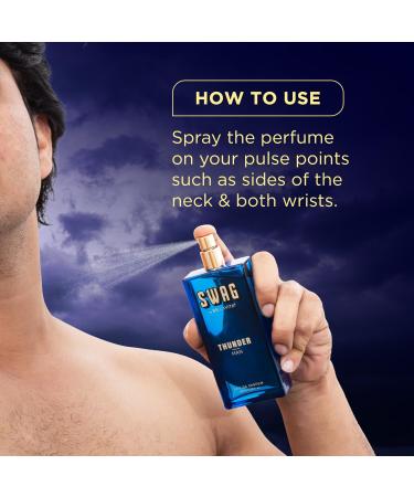 SWAG THUNDER Eau De Parfum Perfume for Man with Bergamot Sandalwood & Lily|Woody & Musky Premium Long Lasting Fragrance Scent 100ml - Buy Online on GoSupps.com