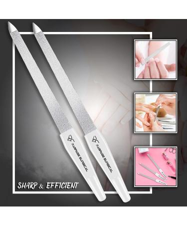 Stainless Steel Professional Nail Files - Double Sided Sapphire File for Manicure & Pedicure - Nail Care Accessories for Women, Men, Girls - Set of 2 - Buy Online on GoSupps.com