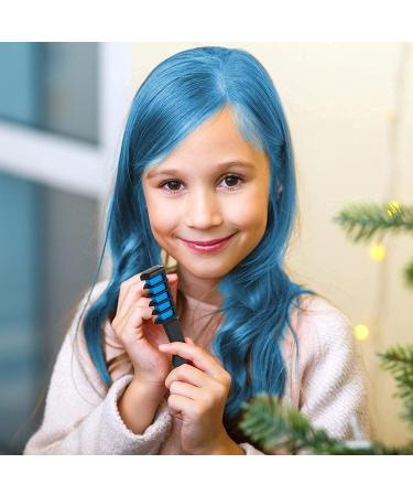 10 Pcs Hair Chalk Comb for Kids Girls - Washable & Temporary Bright Colors - Ideal Gift for Ages 6-12 - Perfect for Birthday Parties & Cosplay - Blue - Buy Online on GoSupps.com