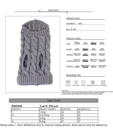 Buy PetyOung XL Gray Dog Sweater Vest | Warm Knit Wool Coat for Small & Medium Dogs - Winter Crochet Clothing - Buy Online on GoSupps.com