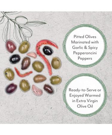 Roland Foods Greek Country Olive Mix - Whole Pitted Olives Marinated with Garlic and Pepperoncini Peppers - 5 lb (71760) - Buy Online on GoSupps.com