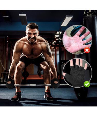 Yasdyri Fitness Gloves for Men & Women - Anti-Slide Silicone Breathable Sports Gloves for Weight Lifting & Cycling - 2 Pieces Black Palm Protection - Buy Online on GoSupps.com