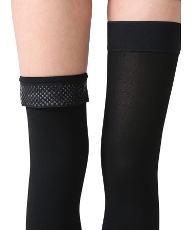 Thigh High Compression Stockings 20-30mmHg Firm Support | Silicone Band | Unisex | Black - S - Buy Online on GoSupps.com