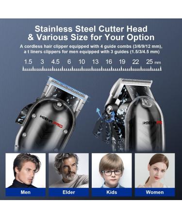 Professional Hair Clippers for Men | Cordless T Liners Hair Trimmer Set with LED Display | Ideal Gifts for Men - Buy Online on GoSupps.com