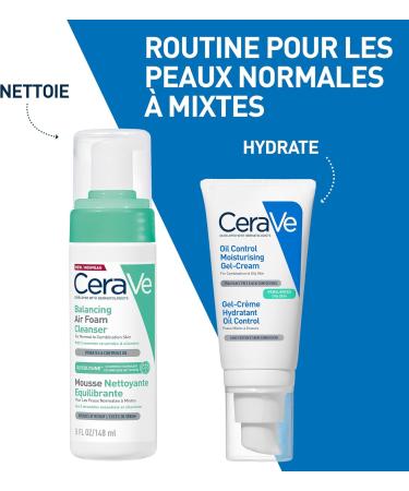 CeraVe - Mousse Nettoyante Equilibrante - Hydrate & Elimine l'Exc s de S bum - Glycolysine C ramides & Allanto ne - Peaux Normales Mixtes - 148ml - Buy Online on GoSupps.com