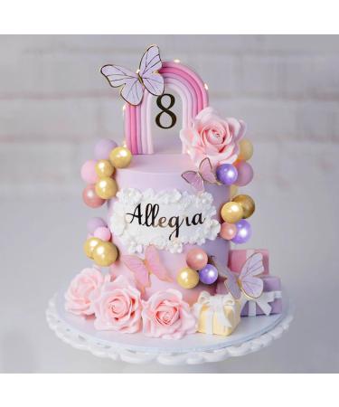 Ball Cake Topper Purple Cake Decoration with Pink Yellow ball cake toppers for Girl Women Birthday Party Baby Shower Celebration Party Boho Party Supplies (Style 1) - Buy Online on GoSupps.com