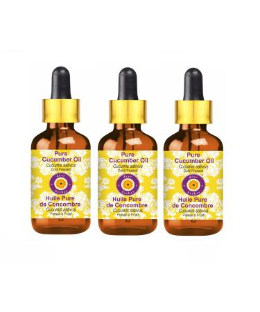 d ve herbes Pure Cucumber Oil (Cucumis sativus) with Glass Dropper Cold Pressed (Pack of Three) 100ml X 3 (10 oz)