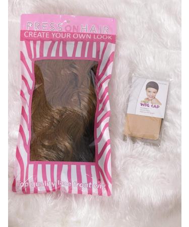 Short Ombre Wigs for Women - 16 Synthetic Lace Front with BrownBlonde Highlights | 180% Density Balayage Hair - Buy Online on GoSupps.com