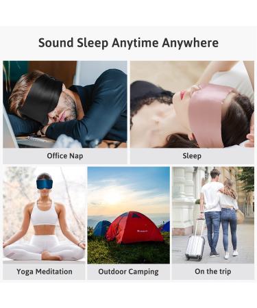 ATreebag Mulberry Silk Sleep Mask for Men & Women - Adjustable Blackout Eye Cover in Peacock Blue - Ideal for Sleep, Travel, Yoga - Large Size - Buy Online on GoSupps.com