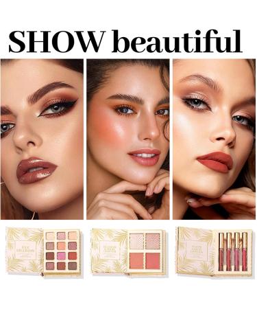 yanzisura Book Makeup Palette - 12 Colors Eyeshadow | Shiny Book-Shaped Eyeshadow Palette with 4 Blush and 4 Lipstick - For Travel Party Stage - Buy Online on GoSupps.com