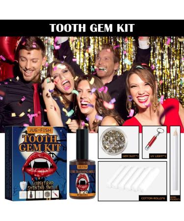 Tooth Gemstone Set - DIY Tooth Jewelry Kit with Glue & Light Hardening - Perfect for Halloween Decoration - Buy Online on GoSupps.com