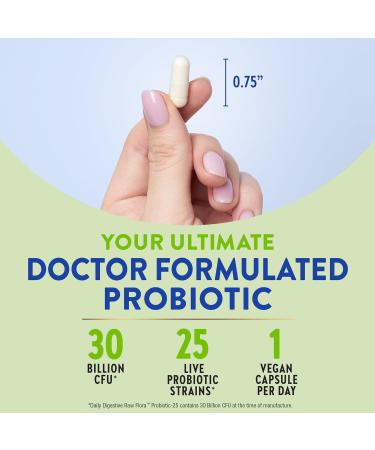 Raw Flora Probiotics with Prebiotics | 30 Billion CFU | 33 Daily Digestive Capsules | Vegan, Non-GMO & Gluten Free Supplement for Women and Men - Buy Online on GoSupps.com