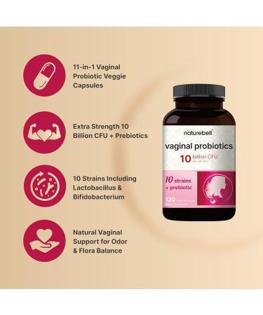 NatureBell Vaginal Probiotics for Women 10 Billion CFU 120 Veggie Capsules | PH Balance Probiotics and Prebiotics Blend Lactobacillus Vaginal Supplement Supports Odor Flora & Yeast - Buy Online on GoSupps.com