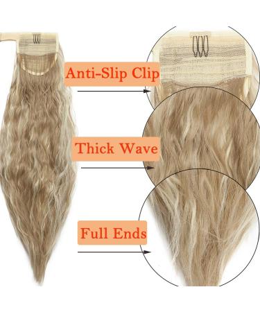 Ponytail Clip-In Braid Extension | Wavy Sandy Blonde & Bleached Hair | 20 (50cm) Realistic Hairpiece - Buy Online on GoSupps.com