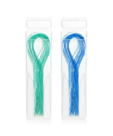 WLLHYF Dental Floss Threader Biodegradable Threader Multifunctional Nylon Loop Design for Your Teeth Deep Clean Floss for Braces Bridges & Implants 100 Count (2 Pack) Blue + Green