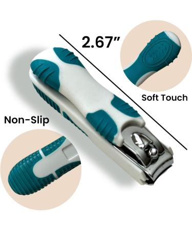 ALAZCO Nail Clippers with No Splash Storage Box - Stainless Steel Sharp Blades for Men Women Kids & Seniors | Non-Slip Comfort Grip | Perfect for Home & Travel - Buy Online on GoSupps.com