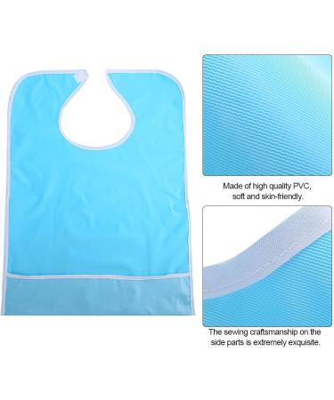 Adult Bib Pvc Waterproof Bib for Elderly Care Soft Cotton Reusable and Washable Bibs Elder Mealtime Eating Bib Clothes Clothing Protector Dining Aid(Light Blue) - Buy Online on GoSupps.com
