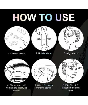 Eyebrow Stamp Stencil Kit - Beginner-friendly 1 Step Brow Stencil & Stamp Kit | Long-lasting, Smudge-proof & Waterproof | 24 Reusable Shapes Stencils for Perfect Brow Shape (Light Brown) - Buy Online on GoSupps.com
