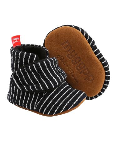TMEOG Baby Booties Slippers Infant Boots Newborn First Walking Shoes Baby Winter Sock Crib Shoes for Boys Girls 0-18Months 12-18 Months M Black