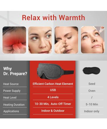 DR.PREPARE Heated Eye Mask - Electric USB Cotton Eye Compress with Smart Temperature Control | For Sleep, Dry Eyes, Blepharitis, Dark Circles | Includes Earplugs - Buy Online on GoSupps.com