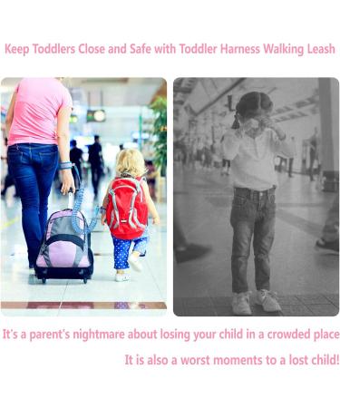 SITREMEN Anti Lost Wrist Link for Toddlers - 360 Rotate Toddler Wrist Reins with Security Lock and Safety ID Wristband - Pink Kid Wrist Leash for Children Walking and Travel - Buy Online on GoSupps.com