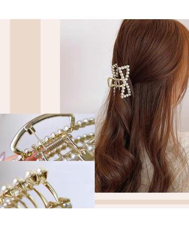 Ypkia Pearls Hair Clip Set | Gold Metal Hair Clips for Women & Girls | Medium-Sized Accessories for Thick & Thin Hair (3 Pieces) - Buy Online on GoSupps.com