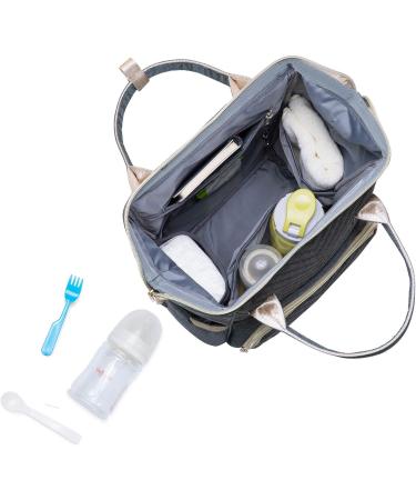 Caucko Baby Diaper Bag with Stroller Hook - Multifunctional Nylon Travel Backpack Large Capacity with Multiple Compartments - Gray (KT01-4) - Buy Online on GoSupps.com