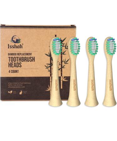 Bamboo Replacement Toothbrush Heads - 4 Count (Fits Most Philips Electric Toothbrushes)