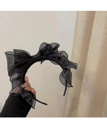 Lolita Black Hoop Bows Headband - French Style Vintage Hair Accessory for Women & Girls - Buy Online on GoSupps.com