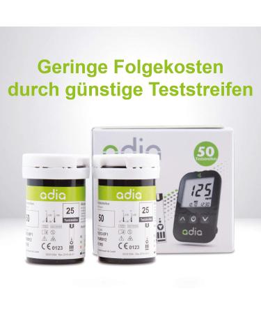 Adia Diabetes Set 2022 - MG/DL Blood Sugar Test Kit with 60 Strips & 10 Lancets | International Shipping - Buy Online on GoSupps.com