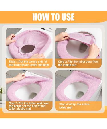 Riakrum 10 Pcs Soft Thicker Toilet Seat Cover Pads - Washable & Comfortable Seat Warmer for Bathroom & Travel - Buy Online on GoSupps.com