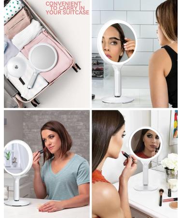 NICARE Makeup Mirror with Lights | 1X/5X Magnifying | 3 Colors LED | 360 Rotation | Magnetic Base | Travel Cosmetic Mirror - Buy Online on GoSupps.com